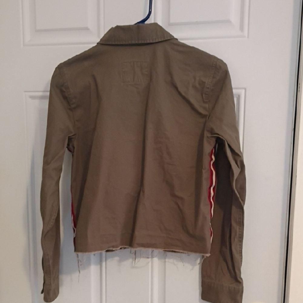 Abercrombie & Fitch Olive Green Bomber Jacket with Red Trim - Picture 5 of 5